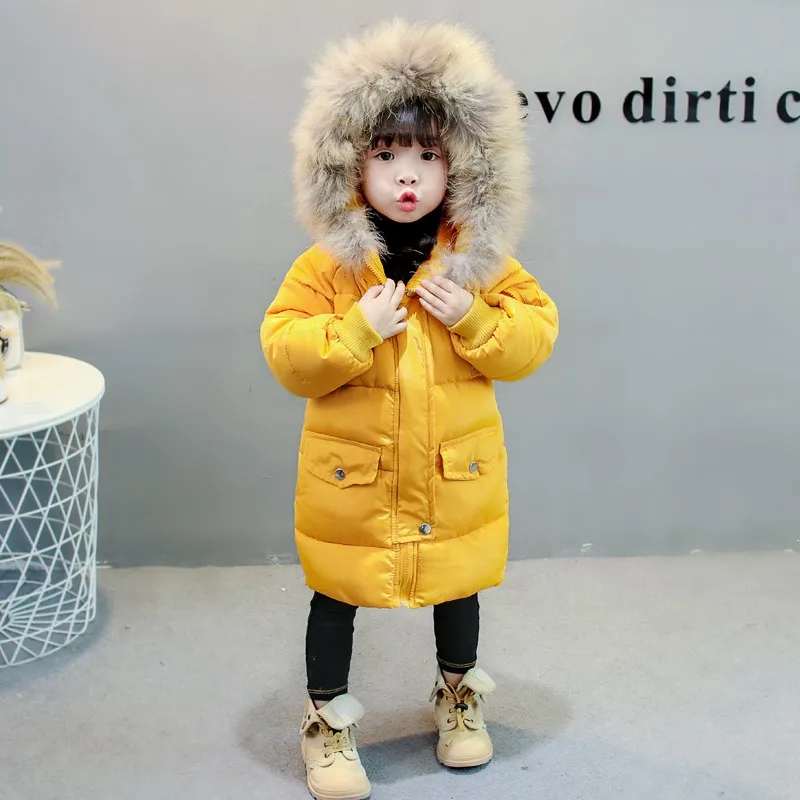 COOTELILI Long Parka Girl Winter Coat For Boys Real Raccoon Fur Hooded Winter Kids Jacket Boys Baby Girl Clothes Winter  (24)