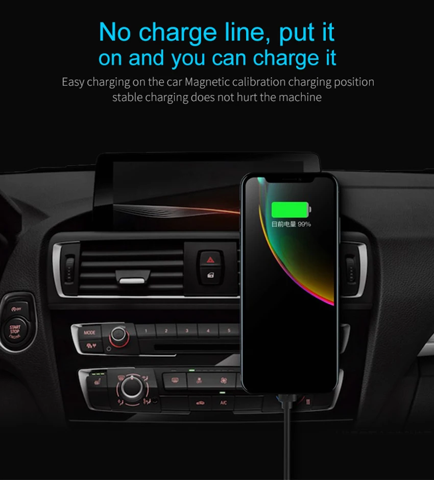 06Wireless Car Charger Magnetic Holder QI Fast Charging Mount for Iphone 88 Plus
