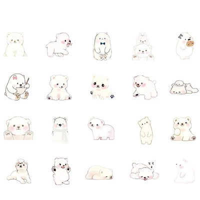 Kawaii, декоративные наклейки для домашних животных, пингвин, кот, свинья, клеящиеся наклейки, сделай сам, украшение, дневник, японские канцелярские наклейки, детский подарок - Цвет: Little white bear