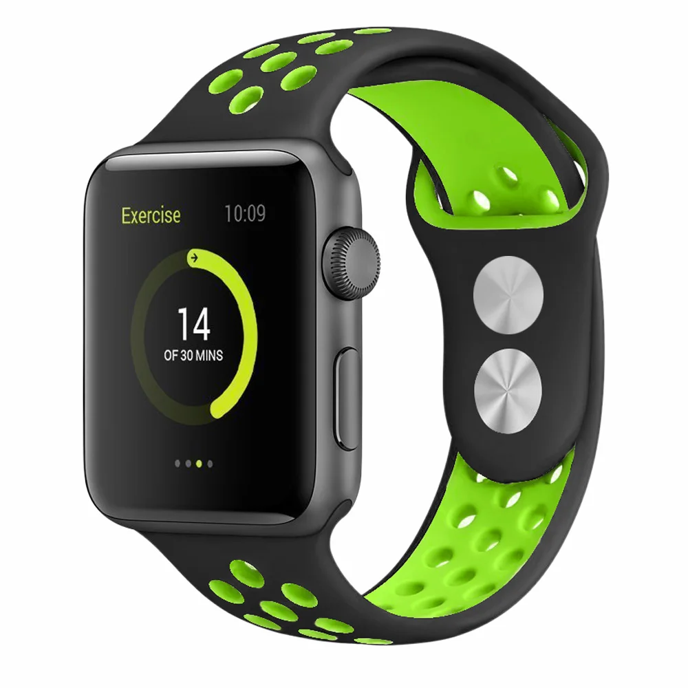 Спортивный силиконовый ремешок для Apple Watch, ремешок для часов Nike, 44 мм, 40 мм, 42 мм, 38 мм, два цвета, сменный ремешок для часов iWatch, серия 5, 4, 3, 2, 1