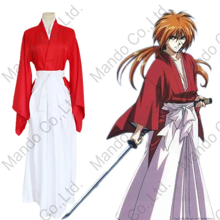 Аниме Rurouni Kenshin Himura Кэнсин красные мужские японские кимоно unifrom Костюмы для косплея Хэллоуин топ + Штаны 3 шт. комплект