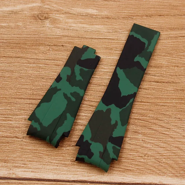 Watch Accessories Applicable for Rolex Diver Rubber Belt Ditongs Imported Silicone Strap Water Ghost Tape 20mm Men's Watch Strap green Camo