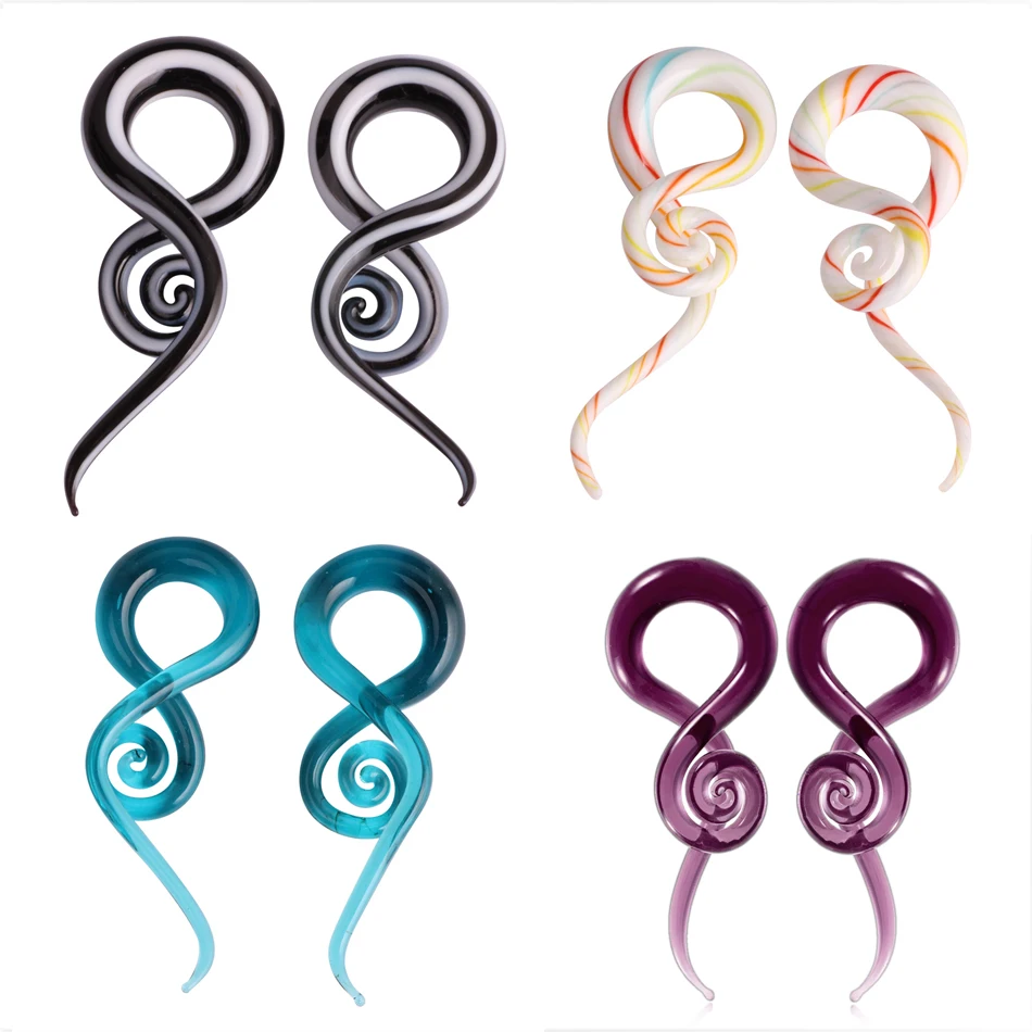 Затычки для ушей из пирекс стекла ручной работы 1 пара|ear spiral taper|spiral taperearring gauges |