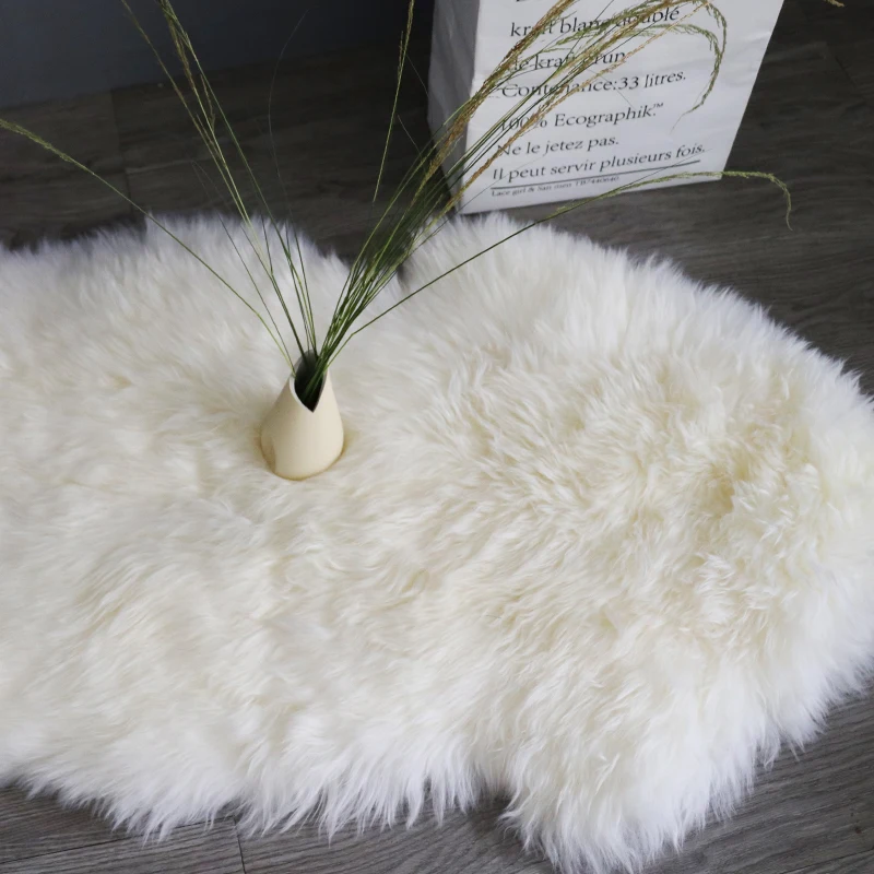 Натуральная овчина 1 Пелт ручной работы бежевый белый премиум коврик с ворсом для стула, мохнатая овечья кожа мех одеяло для украшения дома