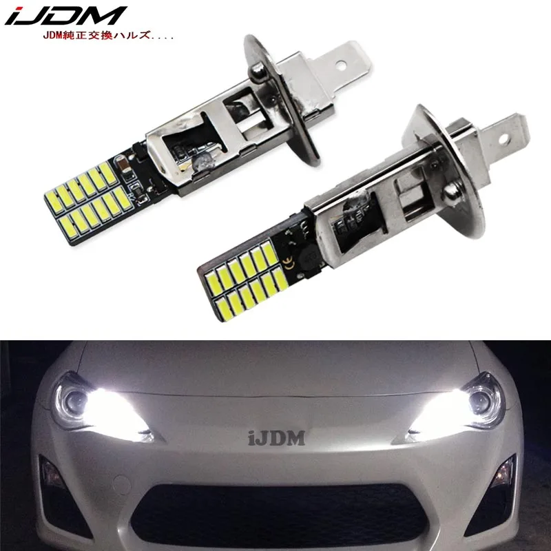 IJDM автомобиля 12 V 6000 k белый 24-SMD-4014 H3 светодиодный лампы для противотуманных фар или H1 светодиодный для автомобилей дневного лампы красный желтый синий голубой лед