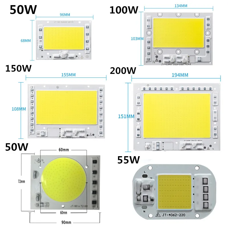 Светодиодный COB 5054, черный светильник King Kong, 35 Вт, 50 Вт, 100 Вт, 200 Вт, 220 В, Smart IC, подходит для DIY, высокая мощность, не нужен драйвер, прожектор, светильник