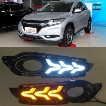

CSCSNL 1Set LED For Honda HRV HR-V Vezel 2014 2015 2016 2017 2018 LED DRL Daytime Running Lights Fog Lamp Cover With Turn Signal