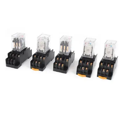 

AC 110/120V Coil 3PDT 3NO 3NC 11 Pin Red LED Power Relay 5 Pcs w Socket