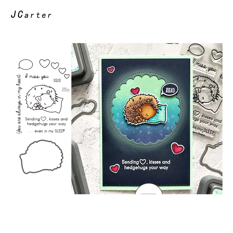 

JC Metal Cutting Dies and Rubber Stamps Scrapbooking Hedgehog Sleeping Craft Dies Cut Stencil Card Make Album Sheet Decoration