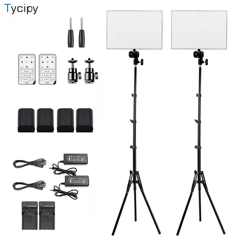 

Tycipy 2SET LED Camera Video Light Bi-color Lamp Photo Studio Photography Selfie Lighting Kit 3200K-5600K 45W For DSLR