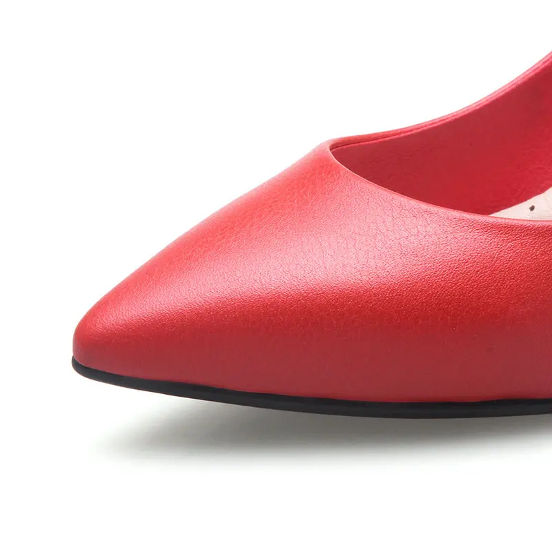 Neue Frauen 2019 High Schuhe Leder rot Sommer Frau Schwarzes Nnemaone Echtem Hochzeit Heels Pumpen Frühling Spitz T4g5w