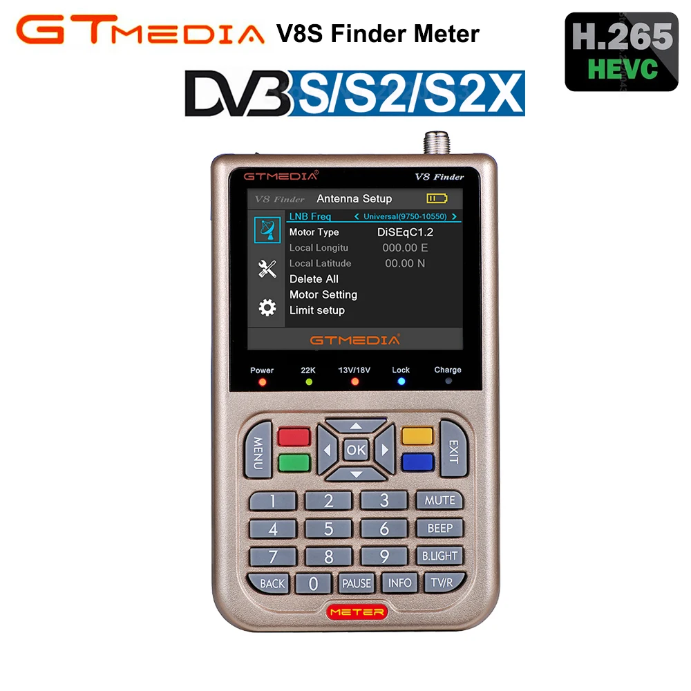 GTMEDIA FREESAT V8 Finder Meter DVB-S2 спутниковый 3000mA аккумулятор DVB-S2X H.265 Sat 1080P HD цифровой DVB-S