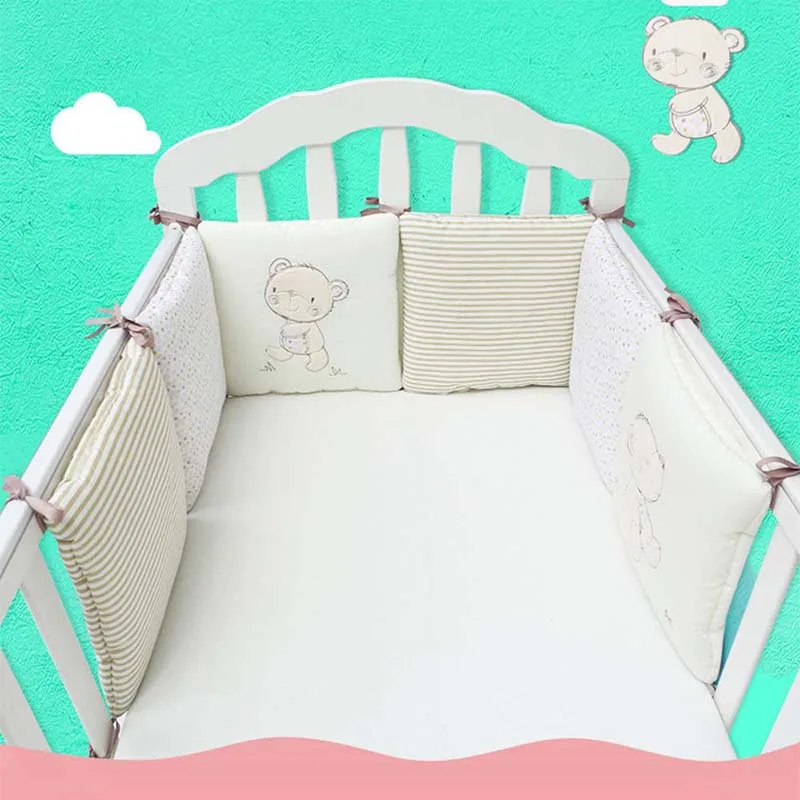 Мягкий Хлопковый бампер для детской кроватки, 6 шт., удобный защитный бампер для детской кроватки для новорожденных, теплый комплект подушек для детской кроватки