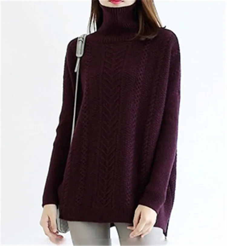 Коза, кашемир, толстая нить, вязаная женская мода Водолазка; свитер сплошной цвет S-L, розничная продажа