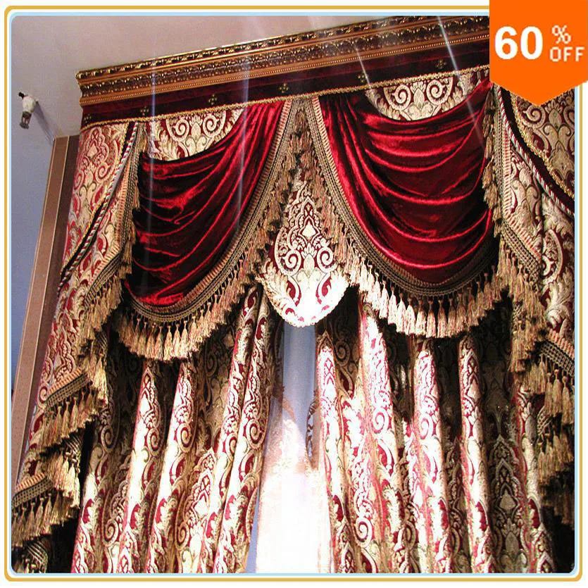 

Burgundy Wine Custom Free Shipping hotel curtains classic royal quality curtain send express baroque style for window wide