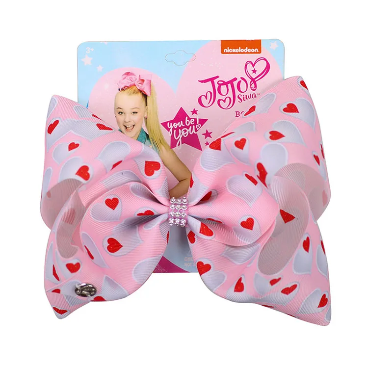 Jojo Siwa Grosgrain ленты большой 8 дюймов банты для волос ручной работы с аллигатором клип узор красивый подарок для детей головные уборы для девушек - Цвет: 14