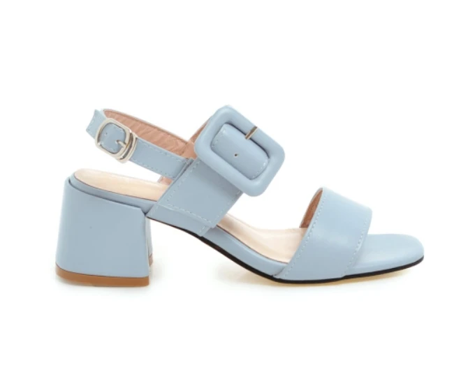 Women Sandals Plus Size 34-43 New Fashion Square High Heel Office Lady Pumps Woman Shoes Summer Student Casual Sandal Blue Pink (13)