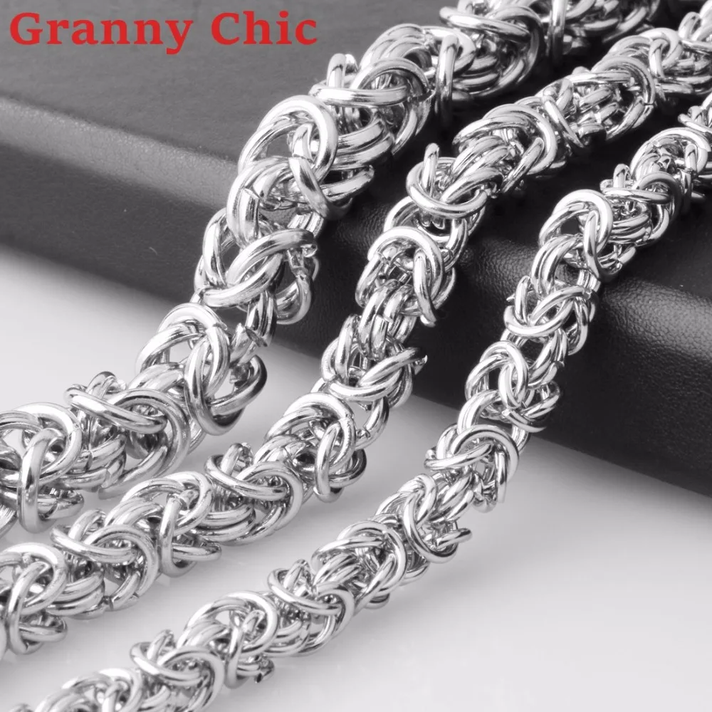 

Granny Chic Customized Any Length Silver Byzantine Link Stainless Steel Necklace Boys Mens Chain Necklace Bracelet Jewelry