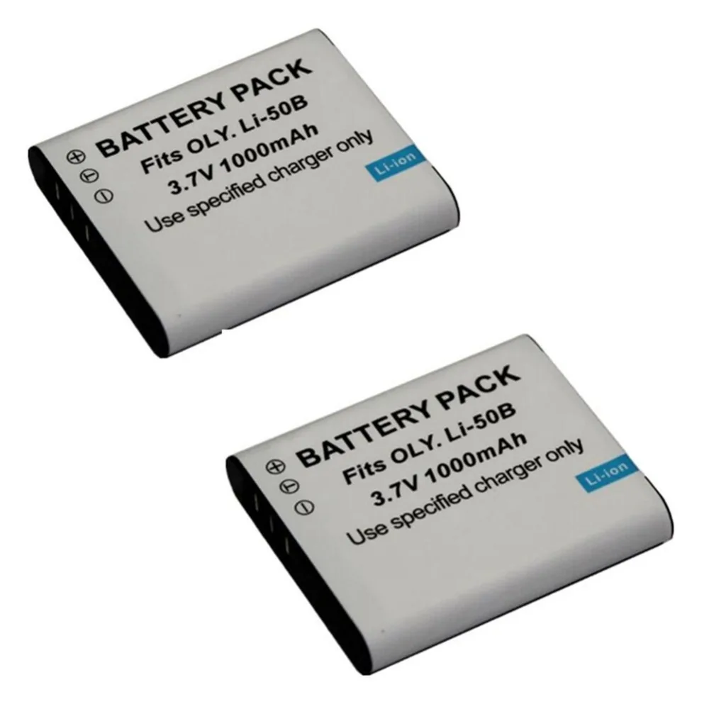 2 pcs 1000 mAh LI 50B LI50B Battery for Olympus Mju 1020 SP 800UZ