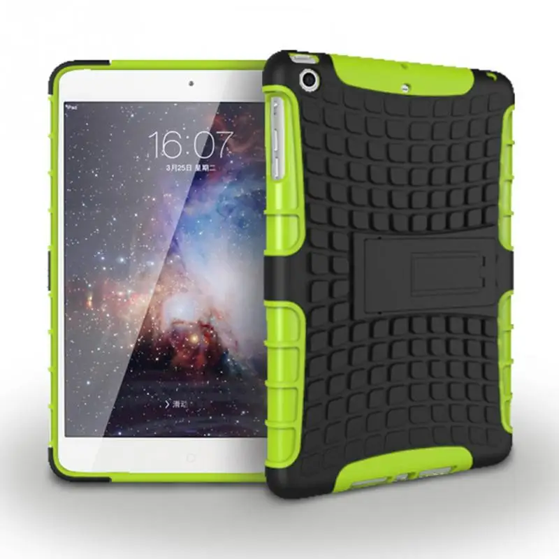 Роскошные Стенд Coque для iPad mini 1 2 3 Чехол Heavy Duty силикона ПК стенд жесткий принципиально для Apple iPad мини 1 2 3 чехол противоударный