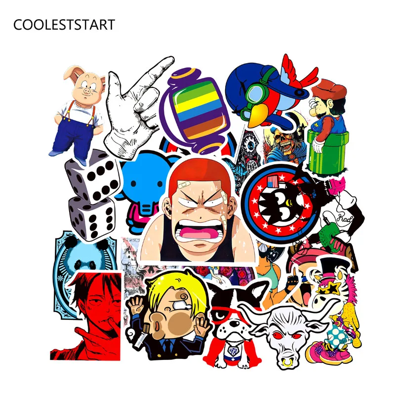 50pcs Car styling Funny Cool Sticker Bomb Waterproof Graffiti Doodle Sticker Skateboard Decal font b Toy