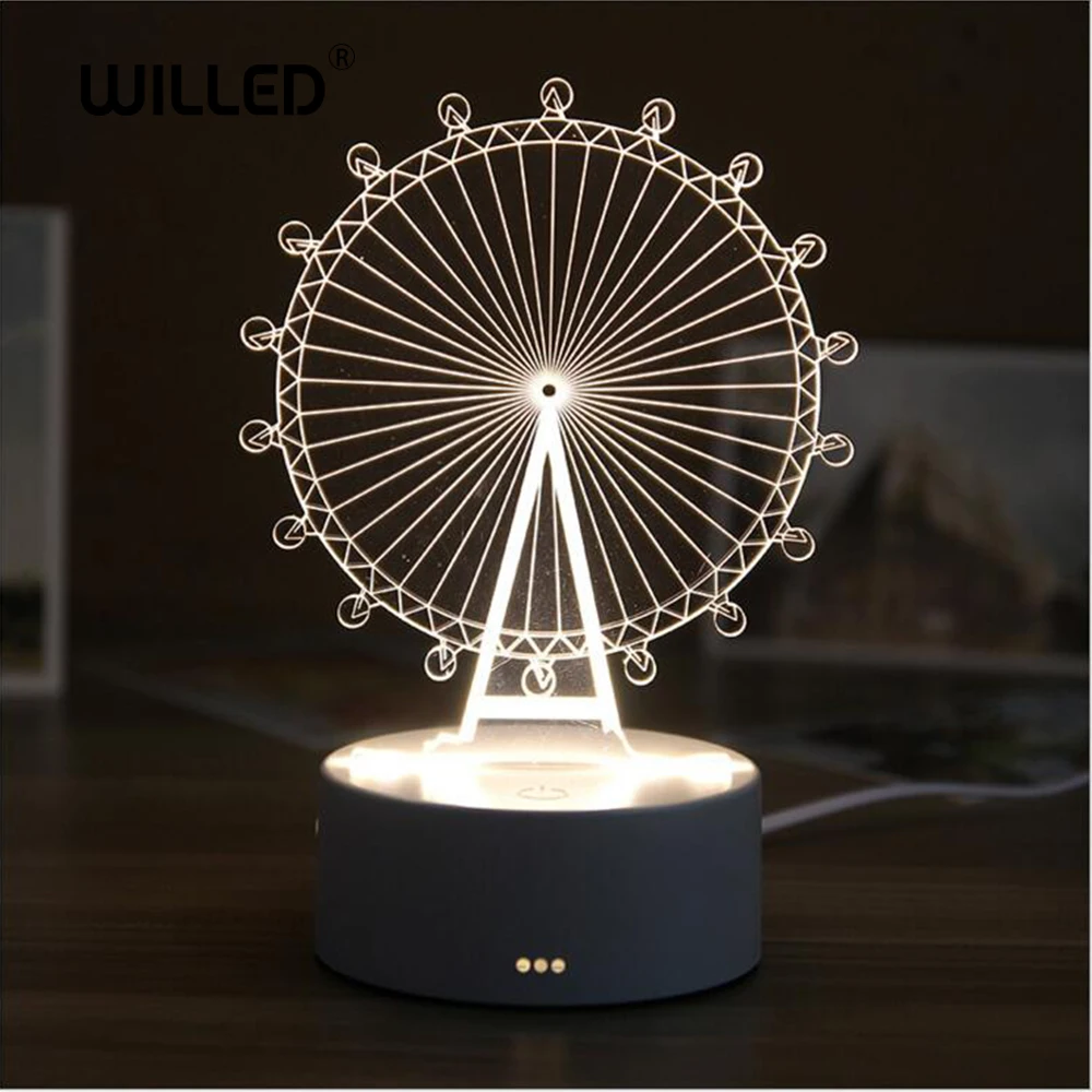 

3D LED Table Lamp Resin Night Light Cute Bear LOVE Castle Table Light ABS+Resin Multi-design Gift Lamp for Children Bedroom
