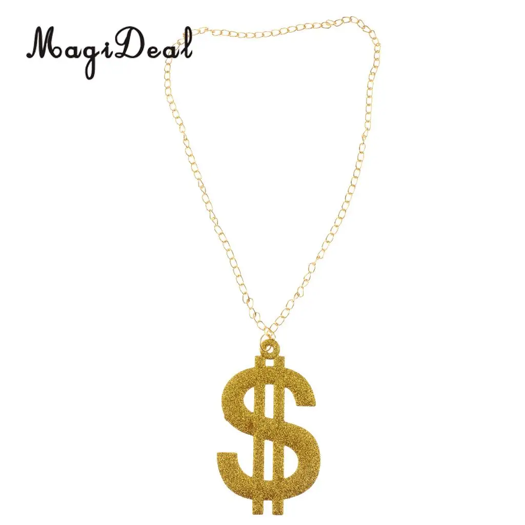 MagiDeal Set of 3pcs Glitter USD Dollar Signs Eye Glasses Ring Necklace 70s 80s Rapper Big Daddy Costume Dress up Jewelry Props