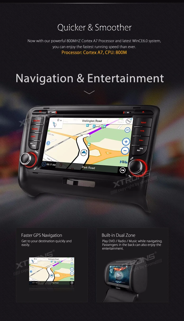 Excellent 7" Special Car DVD for Audi TT MK2 2006-2014 with Original UI/Appearance Design & Dual Channel CanBus System 7