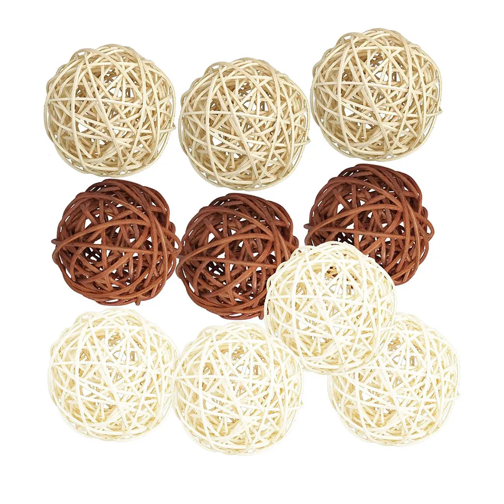 10pcs Mix Color Wicker Rattan Ball Table Wedding Ornament Vase Fillers 5CM