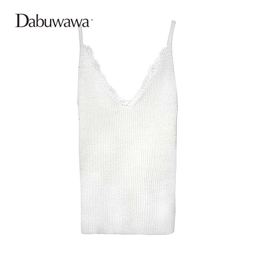 Dabuwawa весенний женский кружевной жилет сексуальный v-образный вырез тонкие топы из ремешков белый/черный D18ACM003