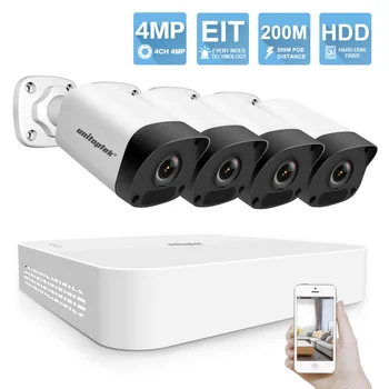 

4MP 4CH POE NVR Kit CCTV Security Camera System Ultra 265 200M POE Distance IP Camera Onvif Outdoor Video Surveillance System