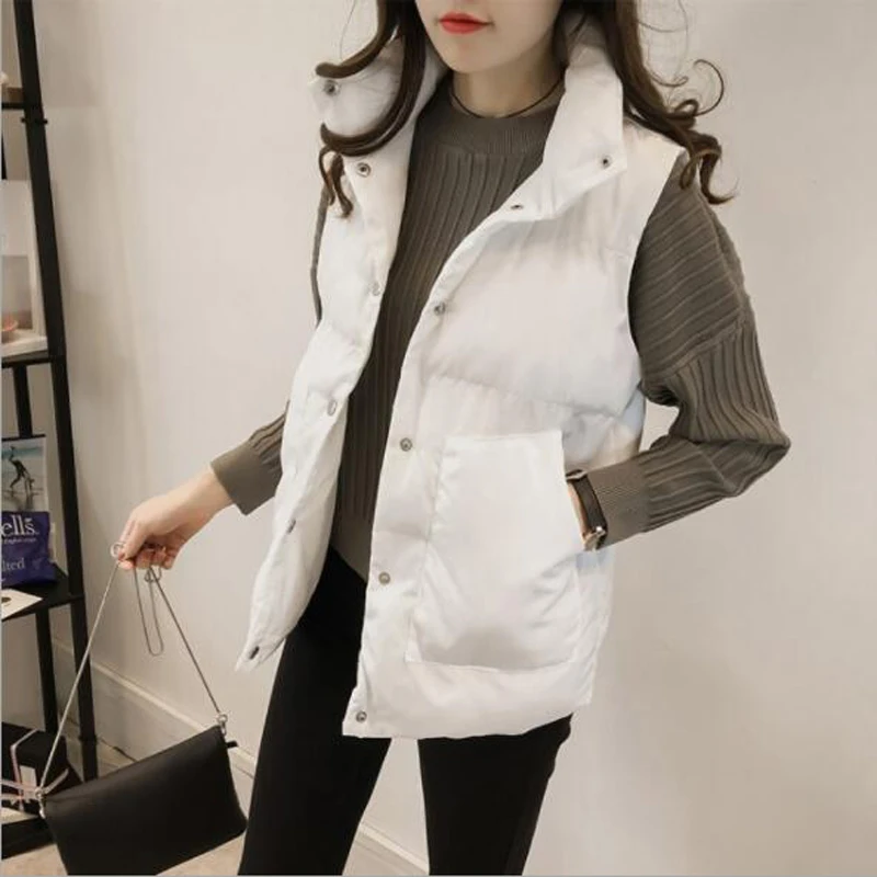 Thin Style Autumn Winter Women Waistcoat Solid Color Sleeveless Turn-down Collar Woman Vest Single Breasted Women Coats Thin Style Autumn Winter Women Waistcoat Solid Color Sleeveless Turn-down Collar Woman Vest Single Breasted Women Coats