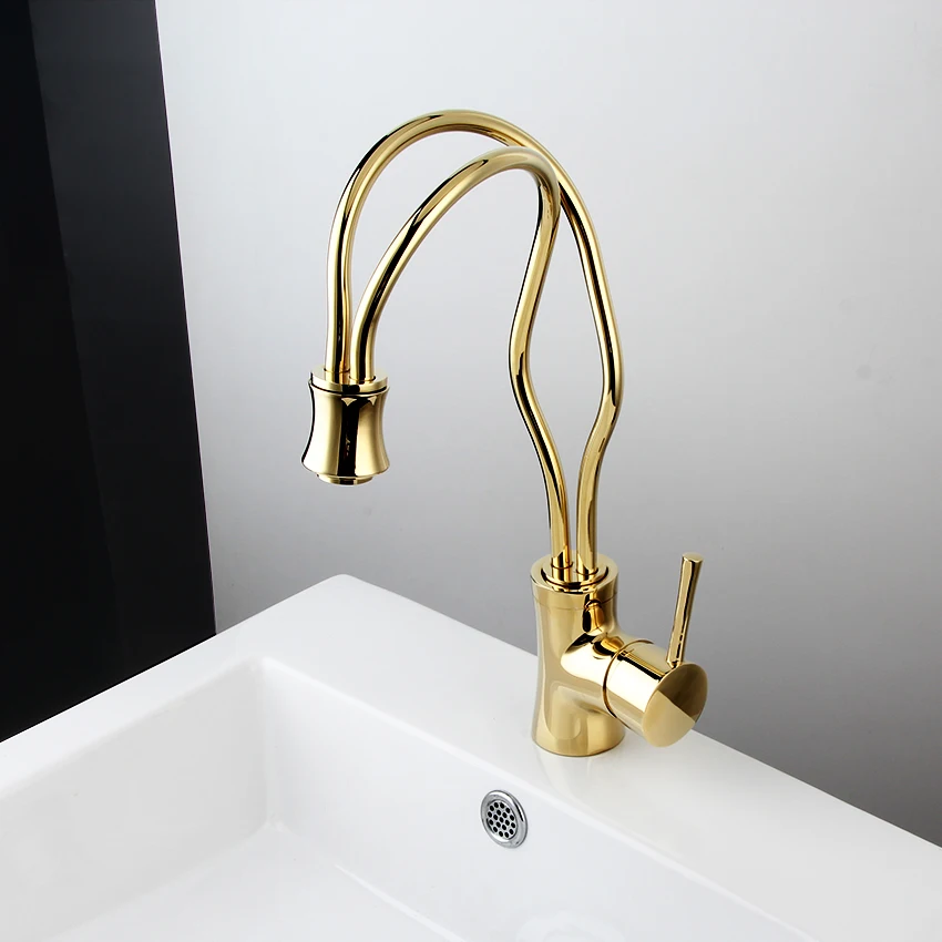 New Kitchen faucet Golden Copper cold and hot water tap ...
