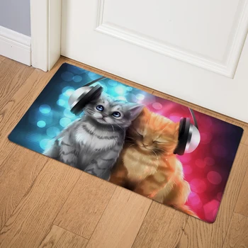 

Colorful Cut Pet Cat Floor Mat Kitchen Bathroom Non-slip Door Mats 46*76 PVC Leather Home Decor Animal Print Rugs Carpet