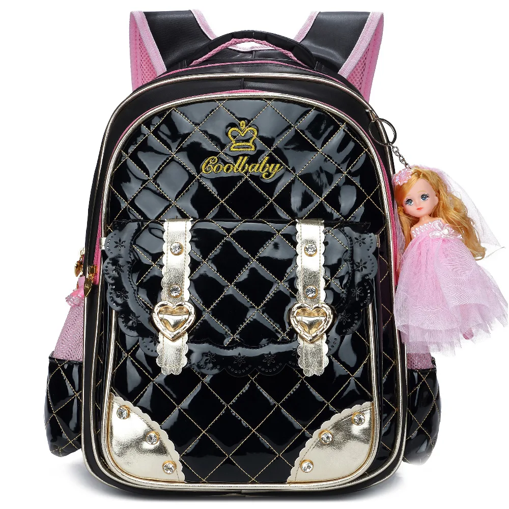 

Waterproof PU leather backpack for girls toddler back packs kids school bookbag large backpacksfor primary elementary student