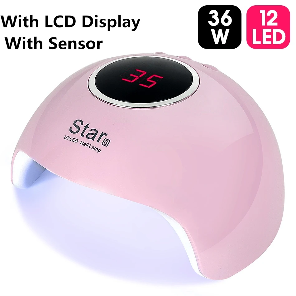 Star6 36 Вт лампа для ногтей 12 Светодиодный s сенсор лак для ногтей Сушилка для ногтей отверждение всех УФ-гель машина ЖК-дисплей УФ-светодиодный светильник для маникюра - Цвет: With Sensor Display
