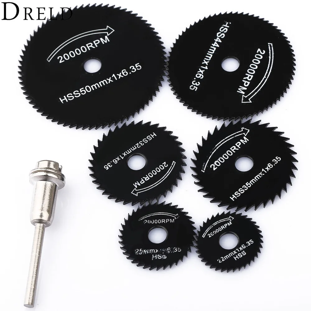 7Pcs Woodworking Tools HSS Circular Saw Blades Cutting Discs for Drill