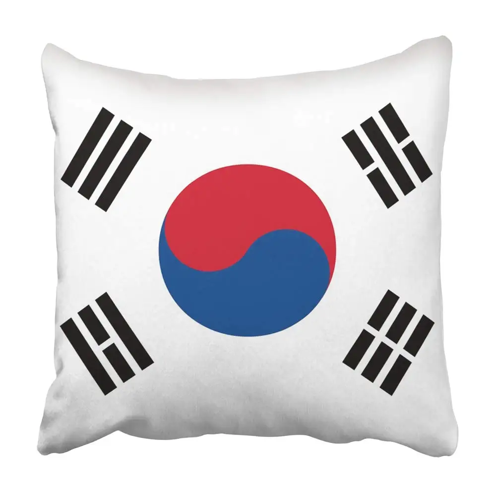 

Throw Pillow Cover Korean South Korea Flag Symbol Emblem Graphic Nation Print Home Design Square Set Cushion Case