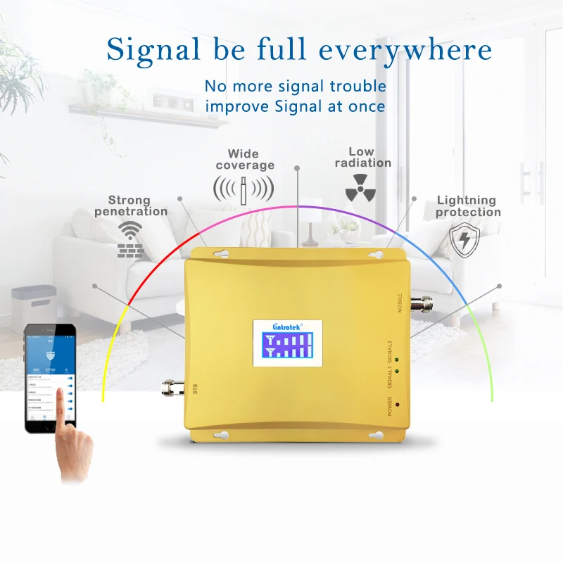 Lintratek 2G 3g ретранслятор сигнала 850 2100Mhz celullar усилитель сигнала GSM 850 3g 2100 усилитель мобильного телефона B5 B1 повторитель#6