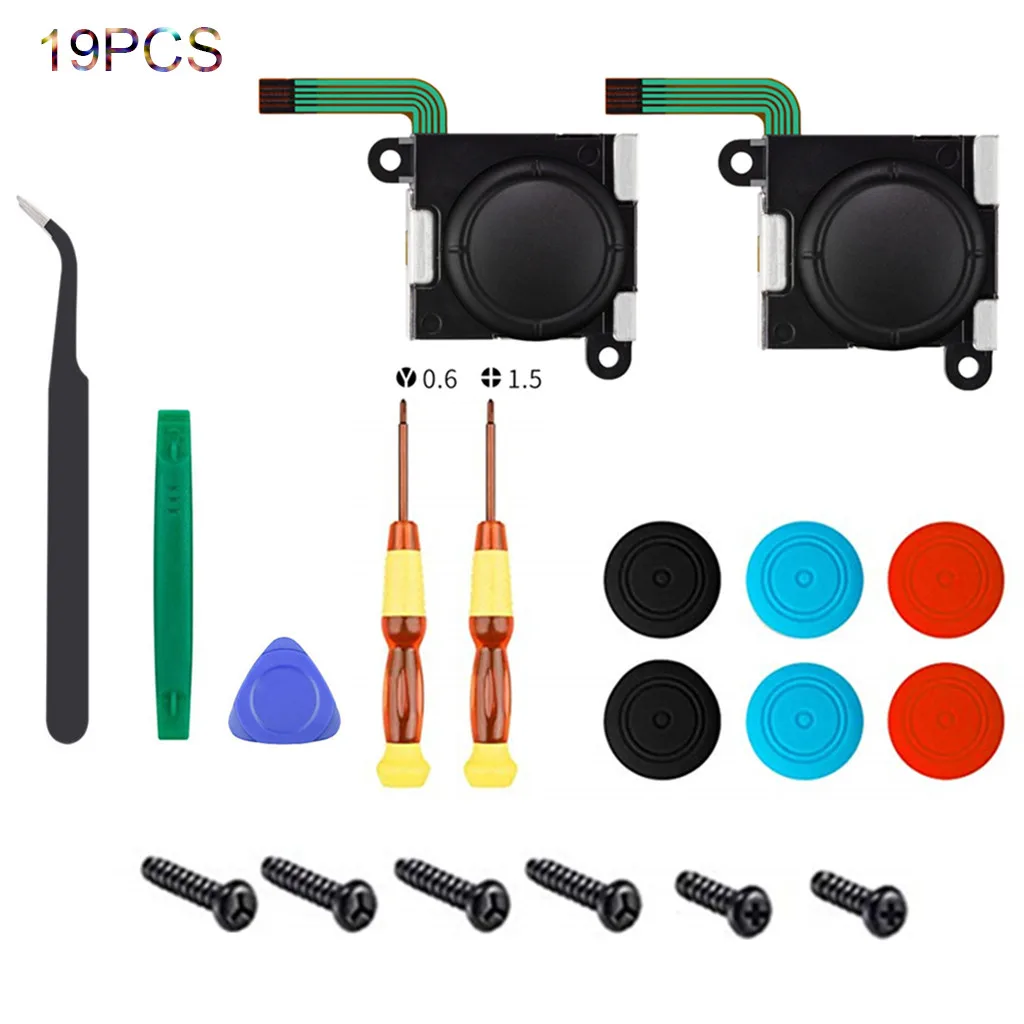 

3D Analog Sensor Stick Joystick Repair Parts Kits For Nintend Switch Controller Joy-con 19PCS Game Machine Tool Install Remove