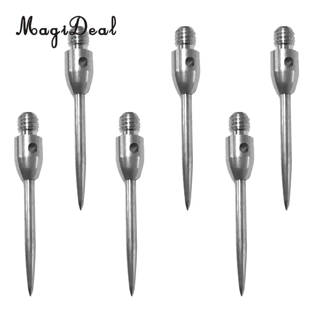 MagiDeal 6 Pieces 2BA Thread Darts Steel Tips Conversion Dart Tip Points Silver