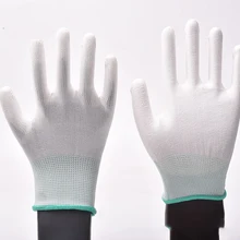 Защитные ПУ покрытием нейлоновые полиэфирные перчатки рабочие перчатки противоскользящие Анти-черенки защитные перчатки