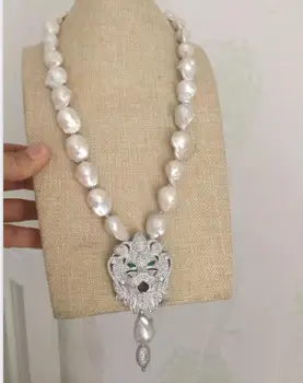 

free shipping new design 18-20mm baroque white pearl necklace