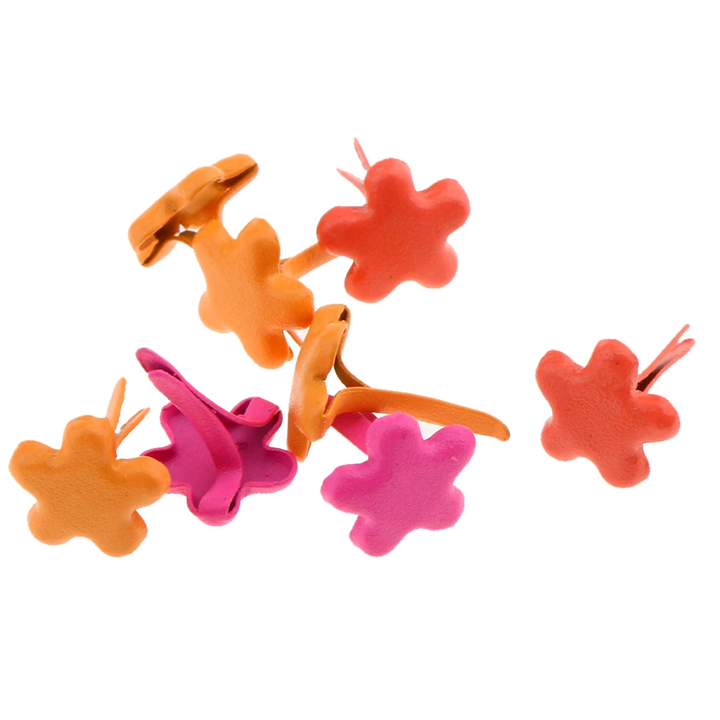 100pcs 7.5mm Flower Shape Metal Brads Paper Fasteners for Scrapbooking Craft