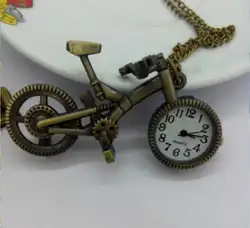 Личности прекрасный детства велосипед Серебряный карманные часы ожерелье часы список бронза