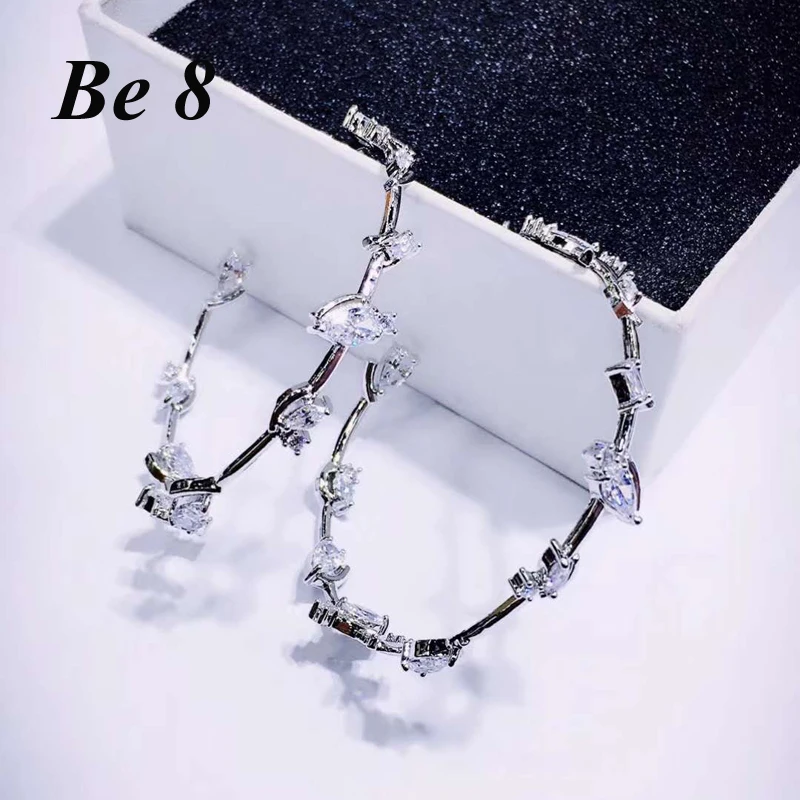 

Be8 Brand New Fashion Top Quality Cubic Zirconia Round Flower Shape Hoop Earrings For Women High-end Jewelry Party Gifts E-272