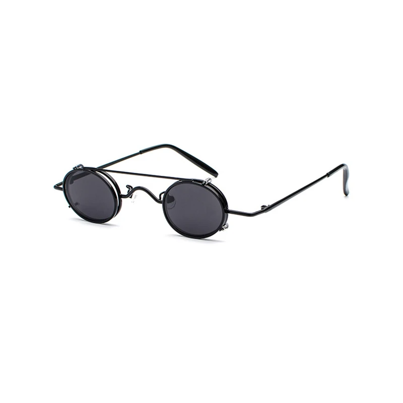 Брендовые дизайнерские золотые красные маленькие круглые солнцезащитные очки, мужские готические стимпанк Солнцезащитные очки, женские модные Ретро винтажные очки - Цвет линз: Black Black