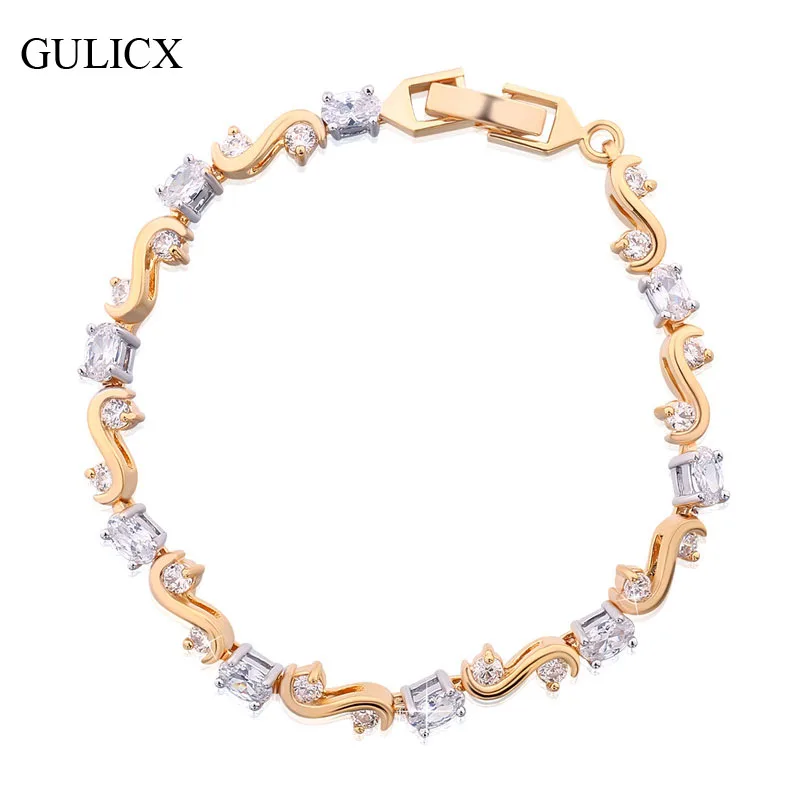 GULICX модные овальные хрустальные витые браслеты на цепочке для женщин золотые свадебные браслеты и браслеты женские ювелирные изделия L165