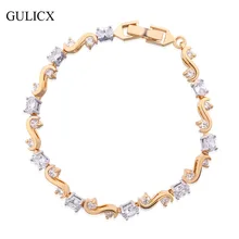 GULICX модные овальные хрустальные витые браслеты на цепочке для женщин золотые свадебные браслеты и браслеты женские ювелирные изделия L165
