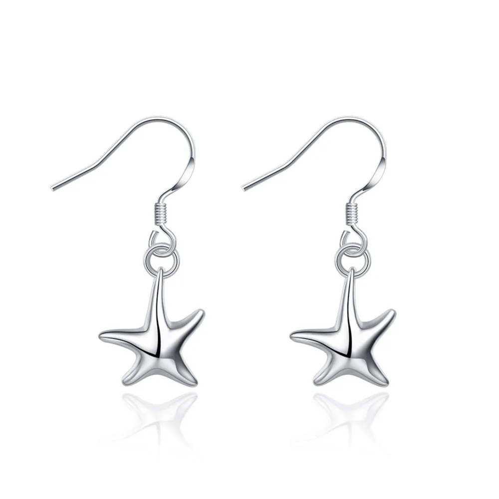 

Fashion Women Drop Earrings Simple Silver Plated Star Pendant Dangle Drop Earrings for Lady Romantic Party Love Gift